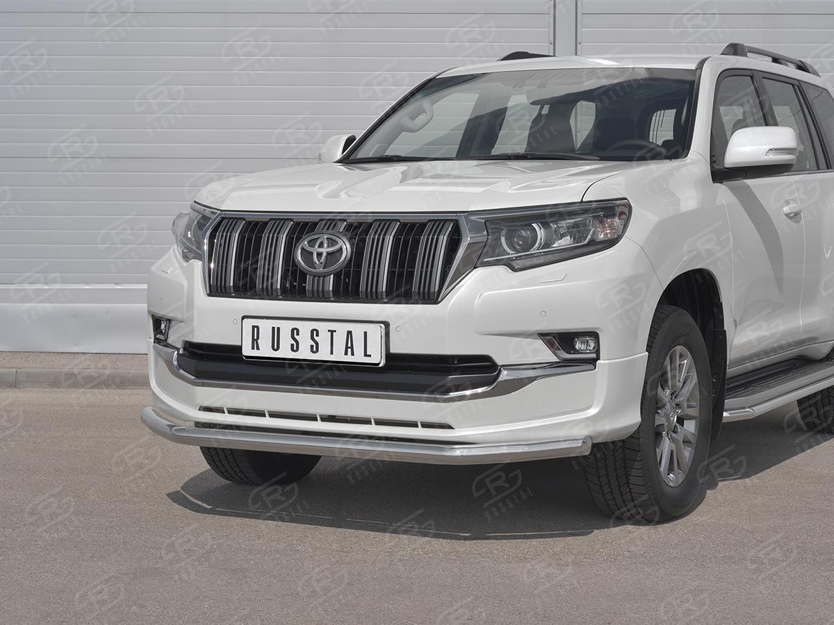 Защита переднего бампера d57 секции для автомобиля Toyota Land Cruiser Prado 150 Style 2019, Slitkoff LCPZ-003295