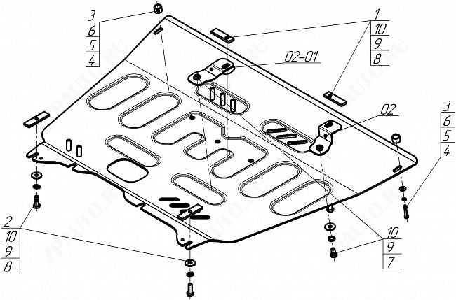 Защита алюминиевая Мотодор (Двигатель, Коробка переключения передач), 4 мм,  для Gac M8  2023- арт. 347801