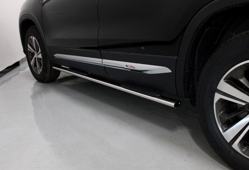 Пороги овальные с накладкой 75х42 мм для автомобиля Changan CS75 FL 2020 арт. CHANCS7520-15