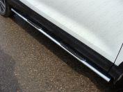 Пороги овальные с накладкой 75х42 мм для автомобиля Nissan Qashqai 2014-, TCC Тюнинг NISQASH14-08