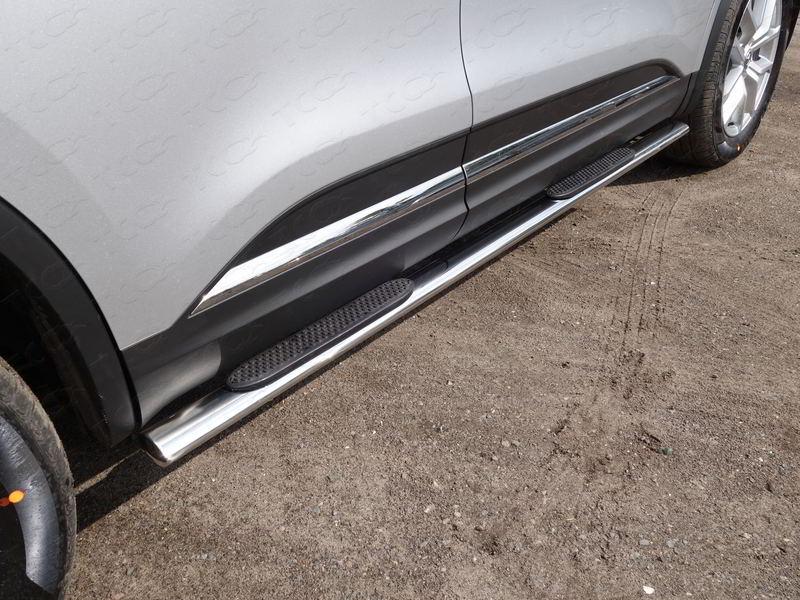 Пороги овальные с накладкой 75х42 мм для автомобиля Renault Koleos 2017-, TCC Тюнинг RENKOL17-27