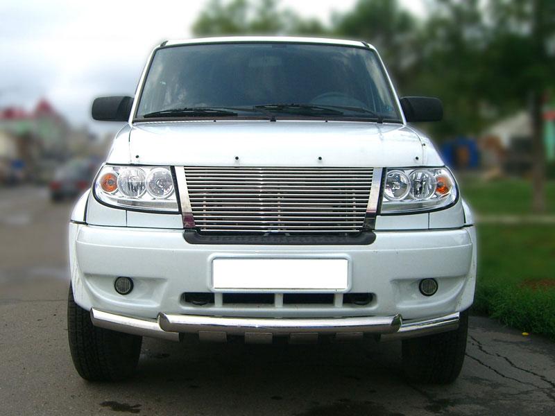 Дуга передняя по низу бампера d-76 с декоративной защитой картера для UAZ Patriot, Технотек UP_1.1