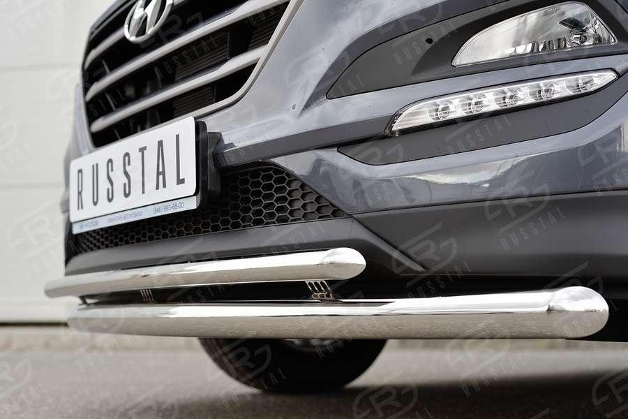 Защита переднего бампера d57/42 Hyundai Tucson 2015, Slitkoff HTZ-002229