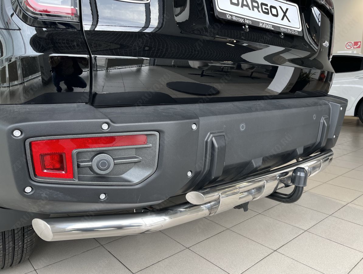 Защита заднего бампера двойная с перемычками для автомобиля HAVAL Dargo X 2023 арт. HVDX.23.25