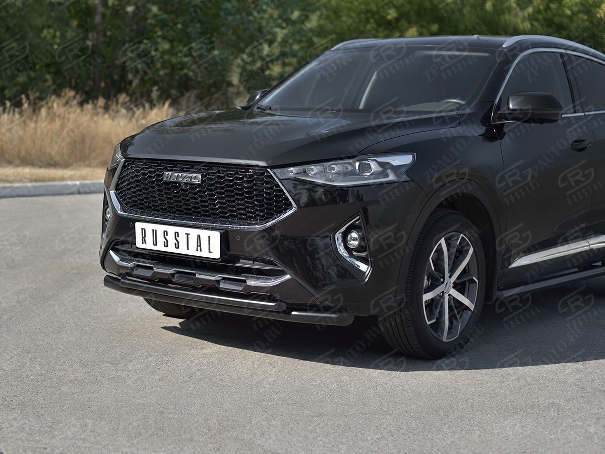 HAVAL F7X 1.5 4WD 2019-2022 Защита переднего бампера d57 секции-d42 дуга black HF7XZ-003836CH