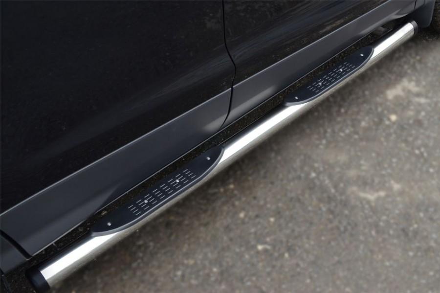 Пороги труба d76 с накладками вариант 2 для Ford Kuga 2013, Slitkoff FGT-0013812