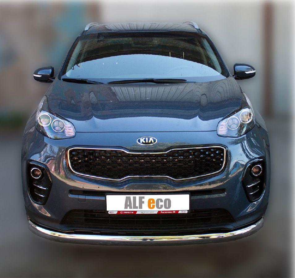 Защита передняя (ОВАЛ) D 75х42 для Kia Sportage(Киа Спортейдж), ALFeco арт. KIASPORT-16.01