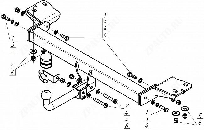 Фаркоп Haval H7 2024-, тип шара A (оцинкованный), MOTODOR, арт. 93125-A