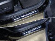 Накладки на пороги (лист зеркальный надпись Sorento) 4шт для автомобиля Kia Sorento Prime 2018-