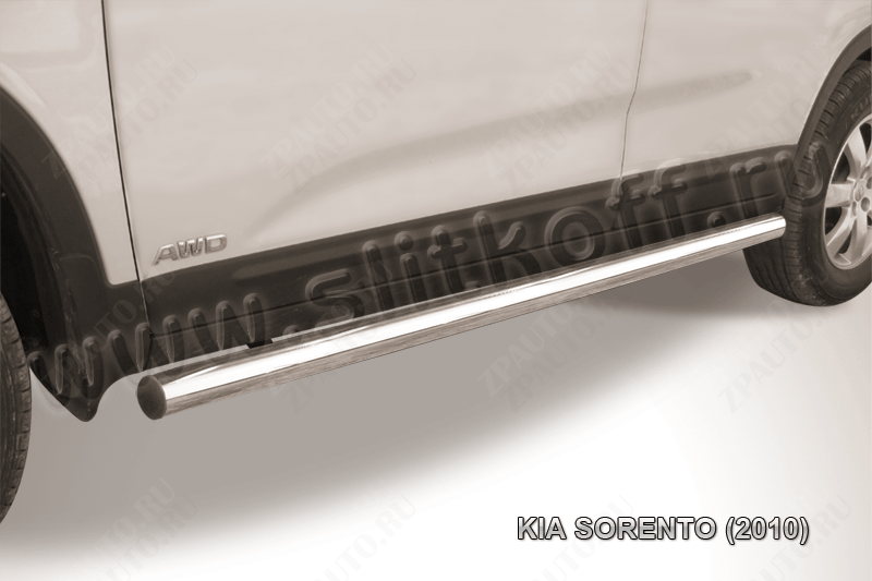 Защита порогов d57 труба Kia Sorento (2009-2012) Black Edition, Slitkoff, арт. KS10-005BE