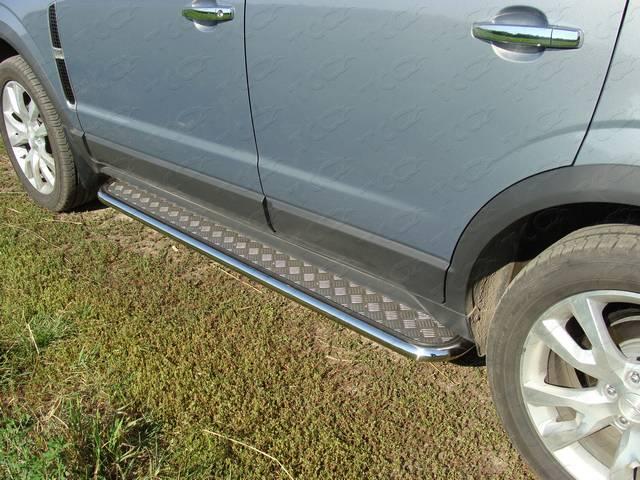 Пороги с площадкой 42,4 мм для автомобиля Opel Antara 2011-, TCC Тюнинг OPANT12-03