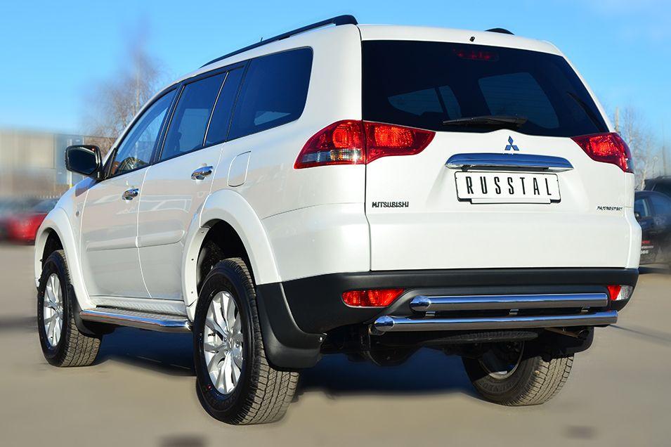 Защита заднего бампера d57/57 для Mitsubishi Pajero Sport 2013, Slitkoff MPSZ-001583