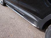 Пороги овальные гнутые с накладкой 75х42 мм для автомобиля Hyundai Santa Fe Grand 2016-, TCC Тюнинг HYUNSFGR16-17