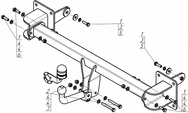 Фаркоп Mercedes-benz GLS 2019-, тип шара A (оцинкованный), Motodor, арт.91207-A