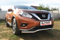 Защита переднего бампера d57 волна Nissan Murano (2014-2023) Black Edition, Slitkoff, арт. NIM16001BE