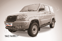 Защита переднего бампера d76+d57 двойная черная Uaz Patriot (2005-2014) , Slitkoff, арт. UP003B