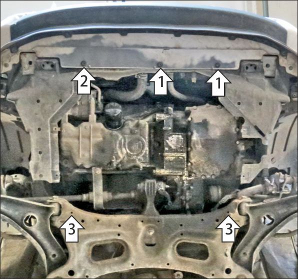 Защита стальная Мотодор (Двигатель, Коробка переключения передач), 2 мм,  Honda Fit   2014-2020 арт. 70818