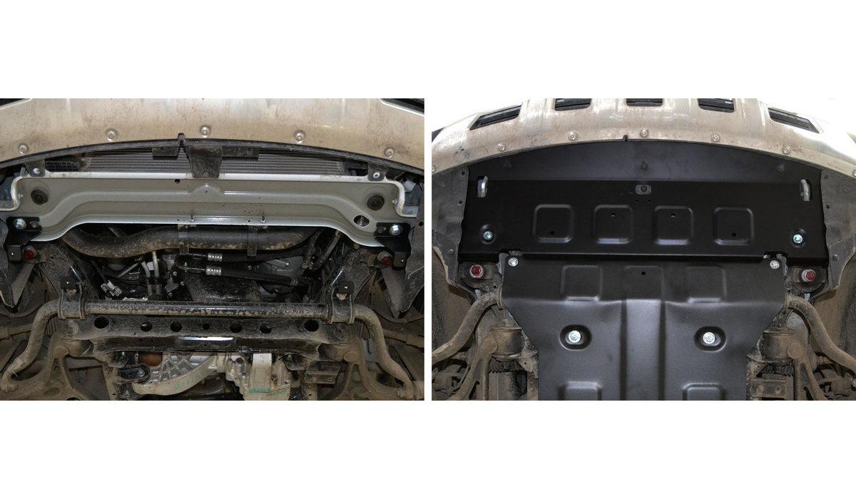 Защита радиатора АвтоБроня для Haval H8 (V - 2.0T) 2014-2017, штампованная, сталь 1.8 мм, с крепежом, 111.09412.1