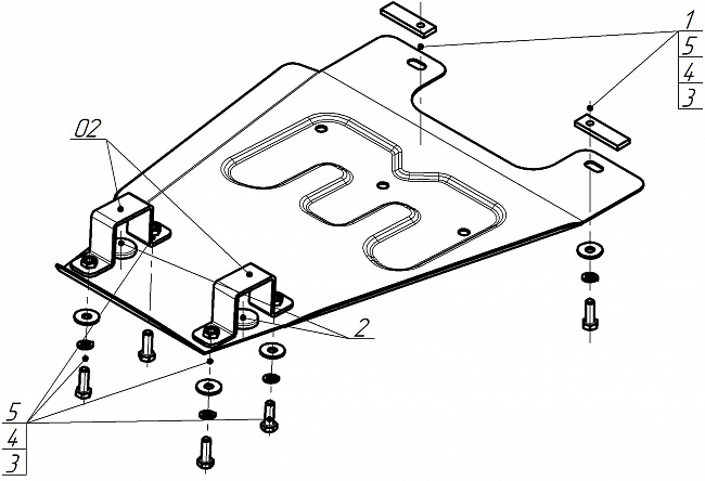 Защита стальная Мотодор (Коробка переключения передач), 2 мм,  Sollers SF1  2025- арт. 78704