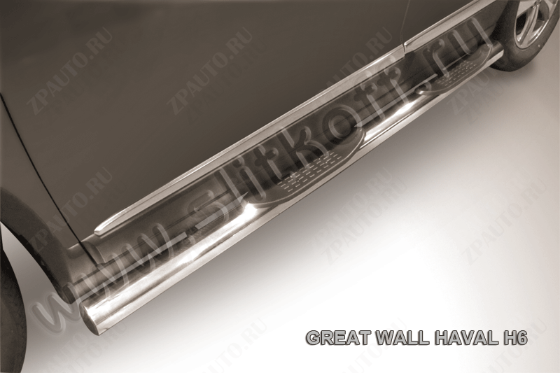 Защита порогов d76 с проступями Haval H6 (2014-2020) , Slitkoff, арт. HavH6005