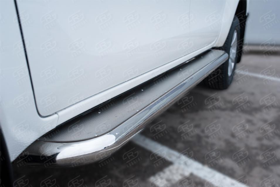 TOYOTA HILUX 2020- Пороги труба  d57 с листом (вариант 3) THL-0034993