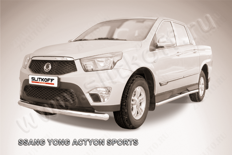 Защита переднего бампера d76 SsangYong Actyon Sport (2012-2016) , Slitkoff, арт. SYAS002