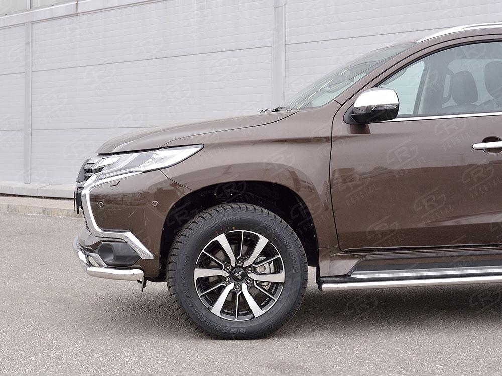 Защита переднего бампера d57/75х42 для Mitsubishi Pajero Sport 2016, Slitkoff MPJSZ-002485