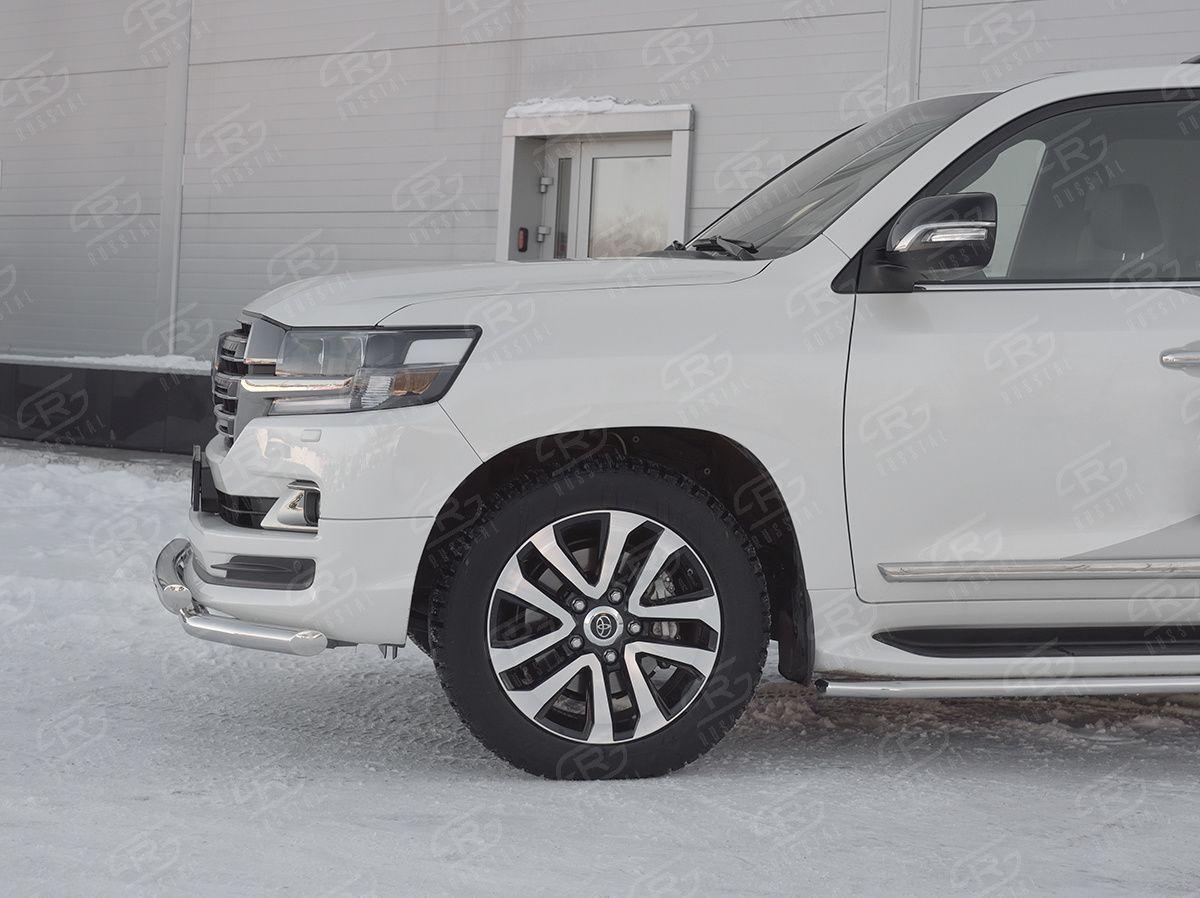 Защита переднего бампера d57/57 уголки с клыками на Toyota Land Cruiser 200 2017 Excalibur, Slitkoff TLCZ-002900