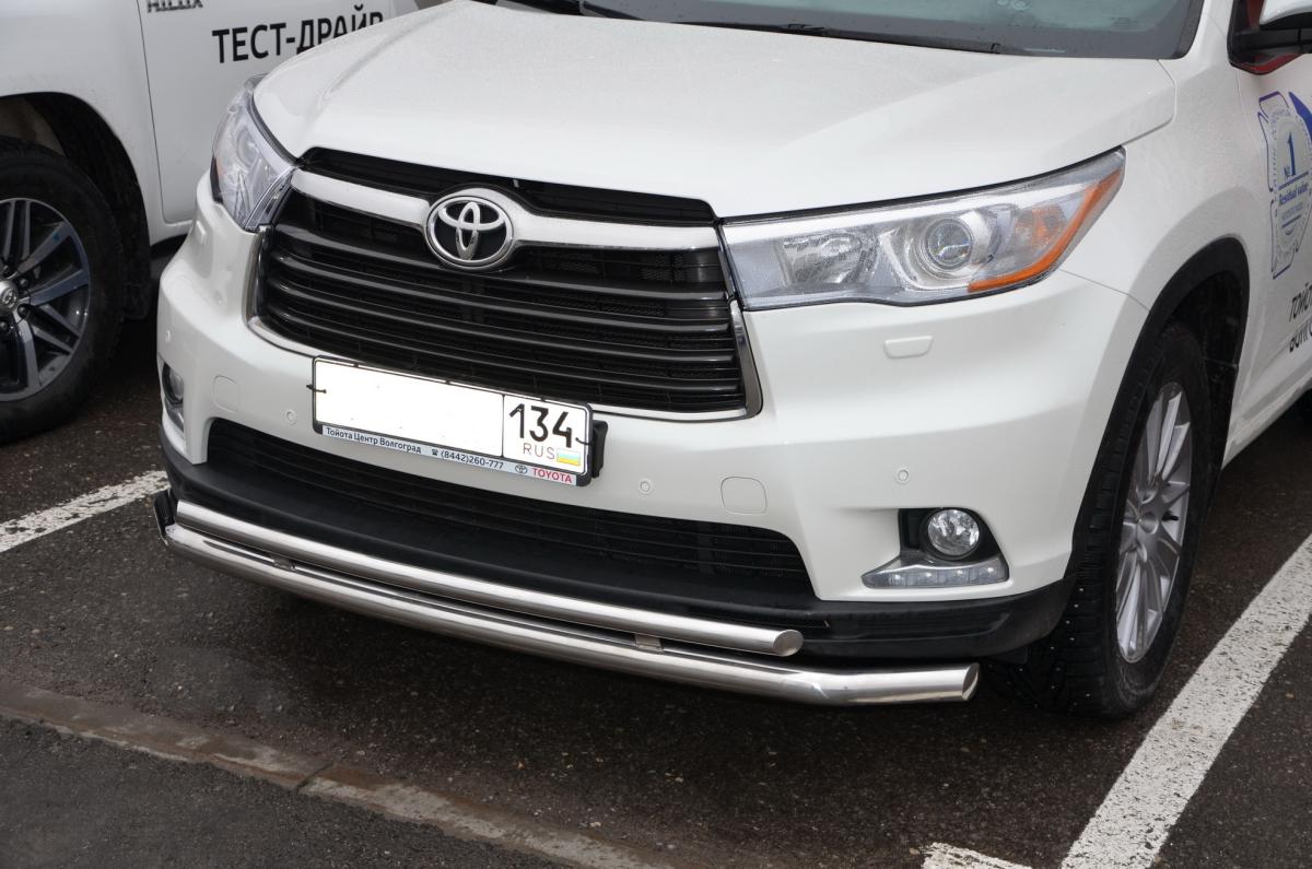 Защита переднего бампера двойная для автомобиля TOYOTA Highlander  2014. THL.14.03, Россия