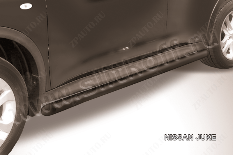 Защита порогов d57 труба черная Nissan Juke 4WD (2010-2014) , Slitkoff, арт. NJ4WD-007B