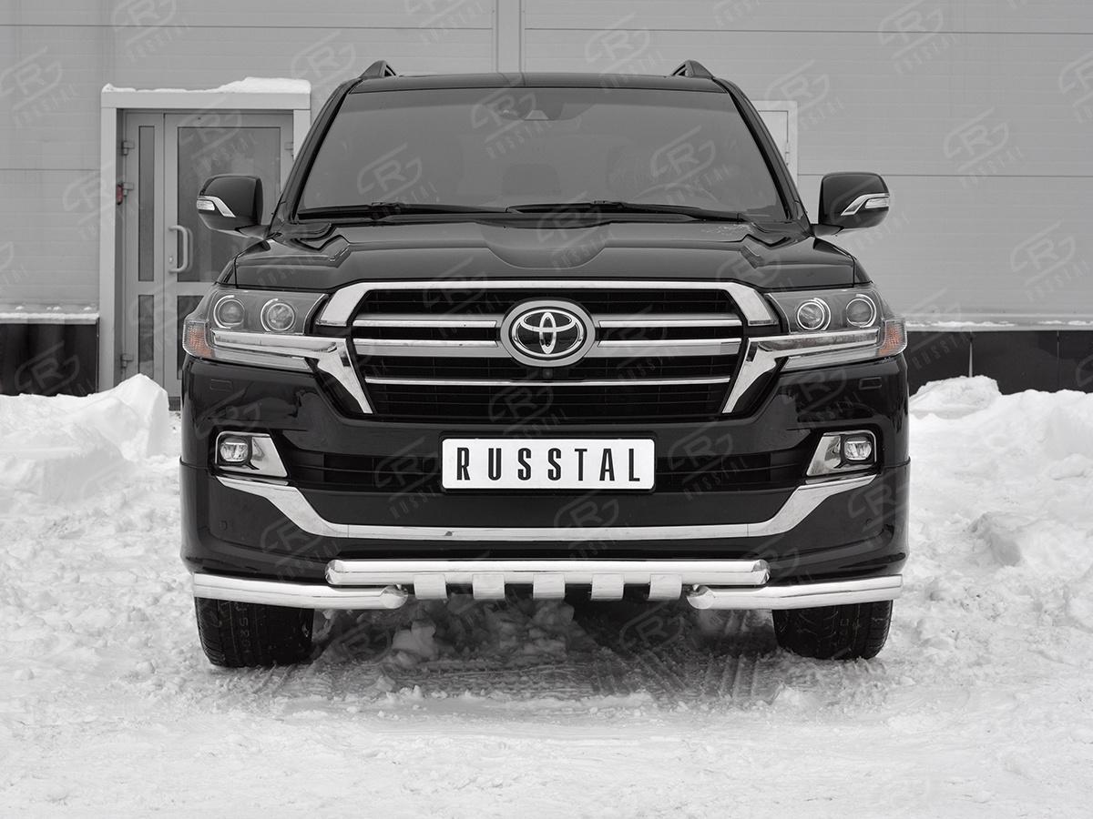 Защита переднего бампера d57 дуга-d57 уголки+клыки TLCZ-003113 для автомобиля TOYOTA LAND CRUISER 200 2018 EXECUTIVE LOUNGE, Slitkoff