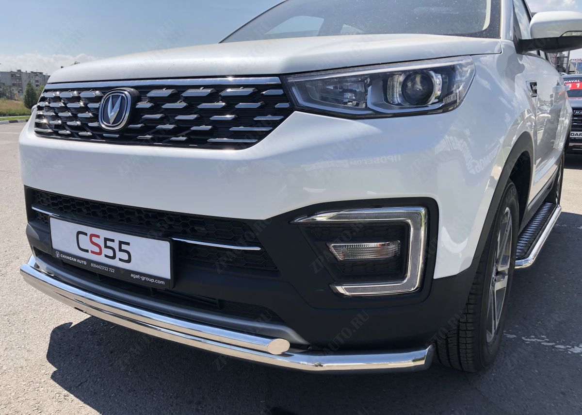 Защита переднего бампера двойная для автомобиля  CHANGAN CS55 2018- арт. CGCS55.18.03