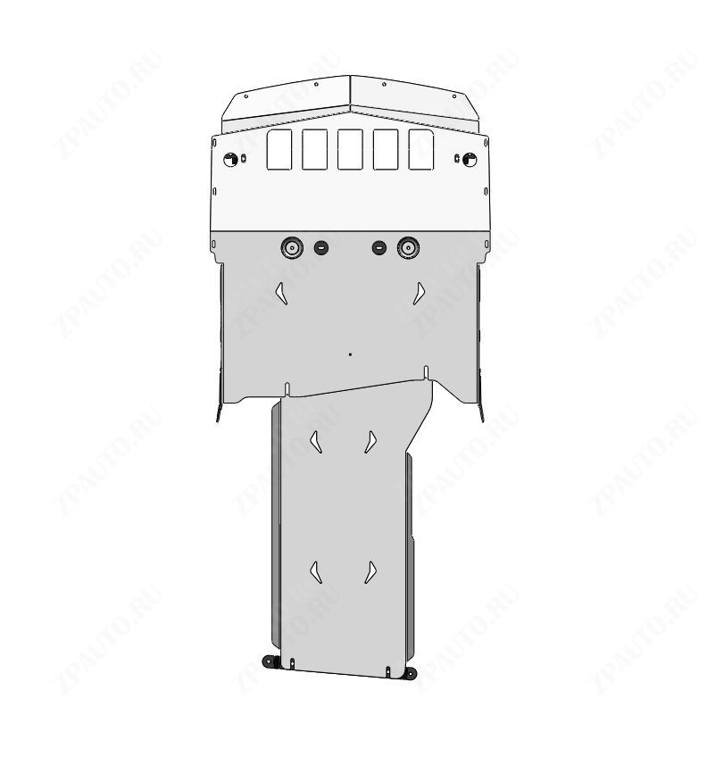 04.55ABC Защита радиатора, ДВС и КПП Chevrolet Camaro, V-2,0 (2025-) из 2-х частей (Алюминий 4мм)