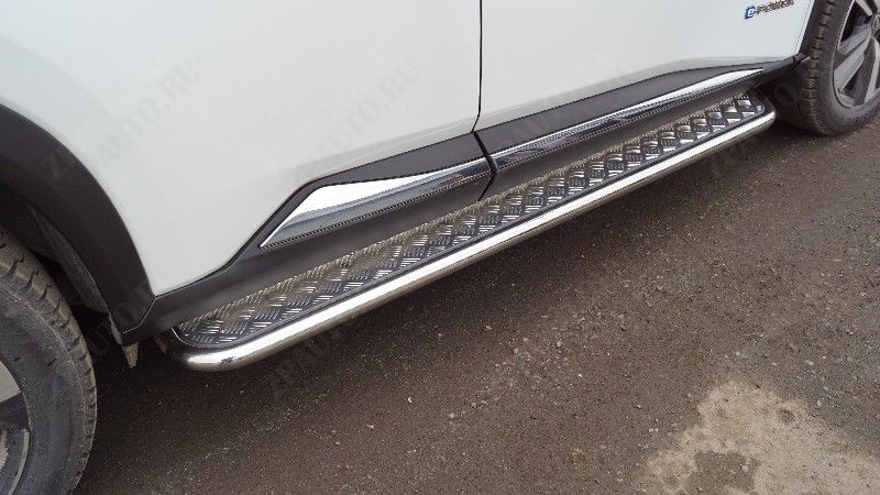 Пороги с площадкой 42,4 мм Nissan X-Trail (T33) 4WD HYBRID 2024- арт. NISXTR24-02