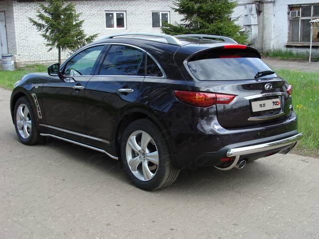 Защита задняя (центральная) 75х42 мм для автомобиля Infiniti QX 70 (FX35, FX37, FX50, FX30d) 2008-, TCC Тюнинг INFFX37-03