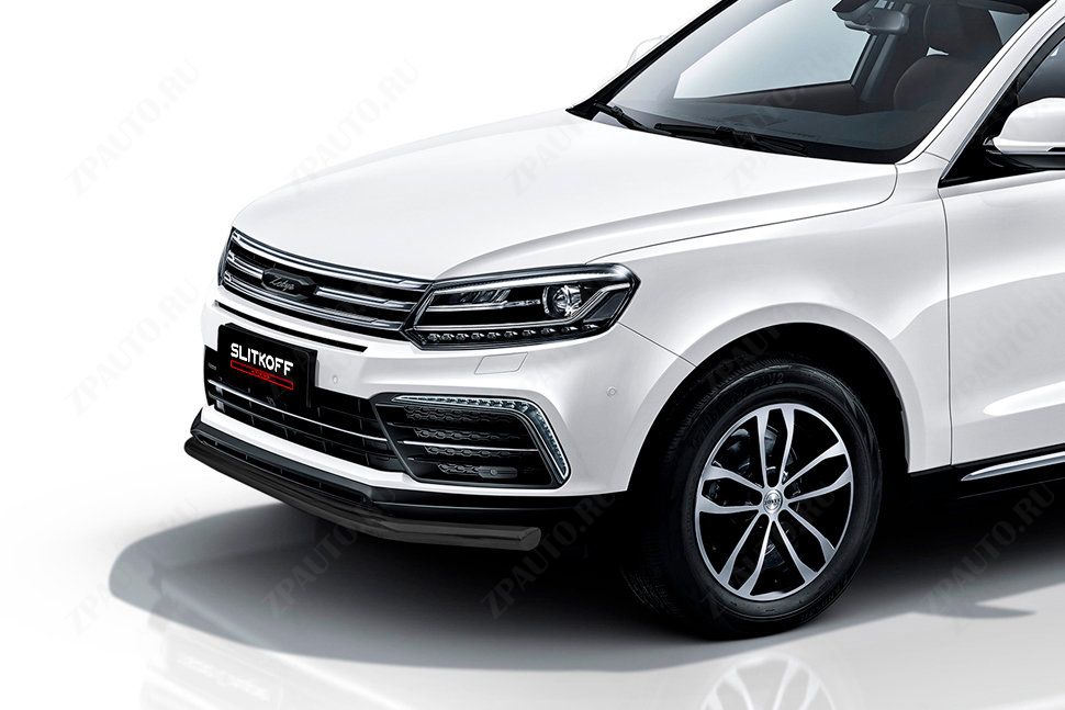 Защита переднего бампера d57 черная Zotye Coupa (2013-2023) , Slitkoff, арт. ZOTCOP-003B