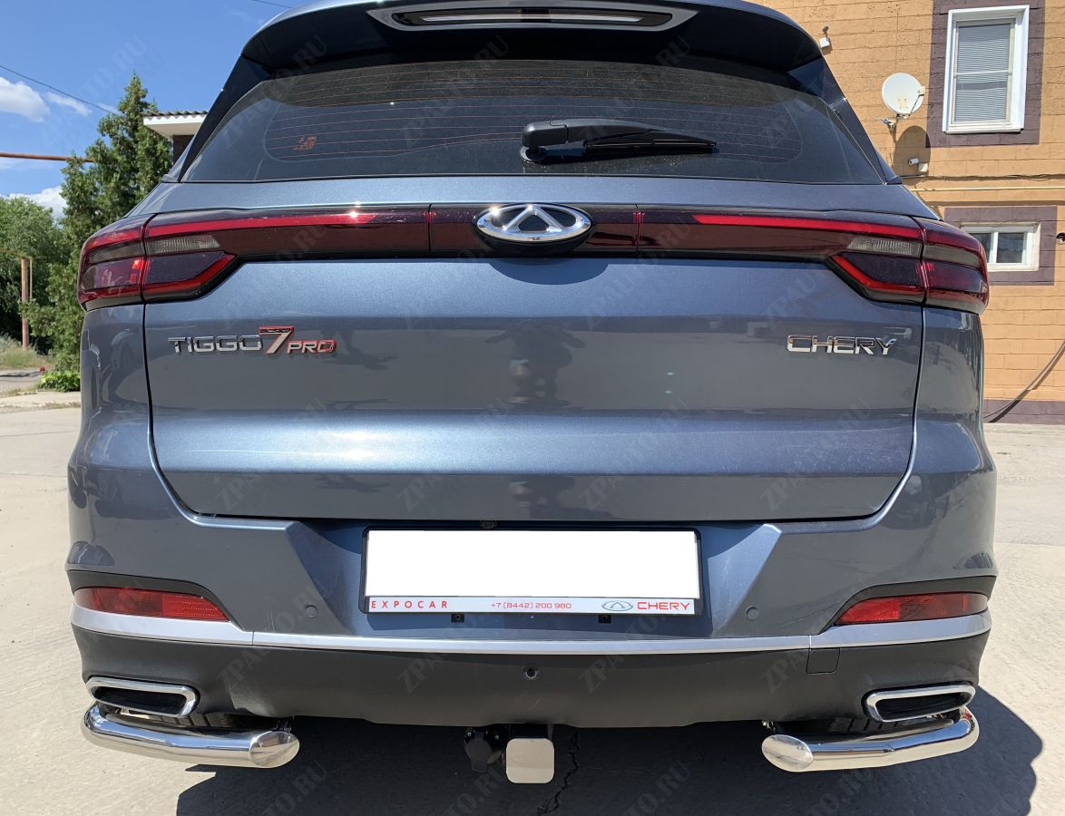 Защита заднего бампера угловая для автомобиля Chery Tiggo 7 Pro 2021 арт. CTGP.7.21.17