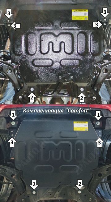 Защита стальная Мотодор (Двигатель, Коробка переключения передач), 2 мм,  для Haval Jolion  2021- арт. 73104
