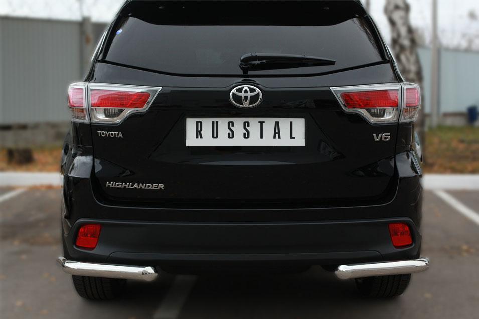 Защита заднего бампера уголки d57 для Toyota Highlander 2013-2016, Slitkoff THRZ-001927