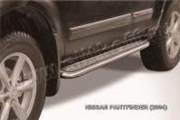 Защита порогов d57 с листом Nissan Pathfinder R51 (2004-2010) Black Edition, Slitkoff, арт. NIP009BE
