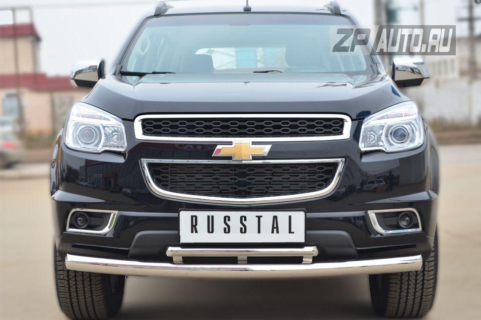 Защита переднего бампера d76/42 дуги для Chevrolet TrailBlazer 2013, Slitkoff CTRZ-001507