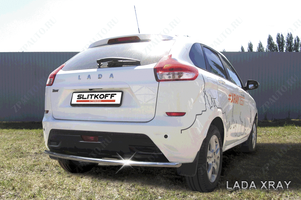 Защита заднего бампера d42 Lada Xray (2015-2023) Black Edition, Slitkoff, арт. LadXR014BE