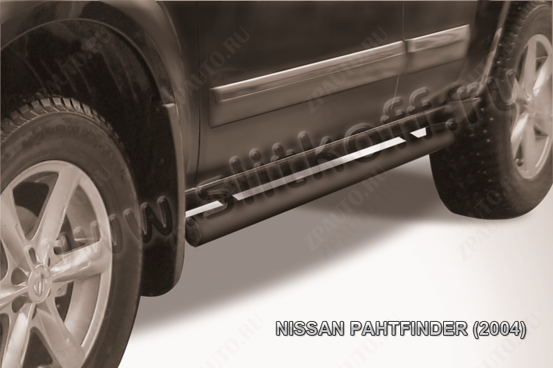 Защита порогов d76 труба черная Nissan Pathfinder R51 (2004-2010) , Slitkoff, арт. NIP008B