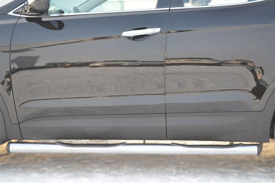 Пороги труба d76 с накладками вариант 2 для Hyundai Santa Fe 2012, Slitkoff HSFT-0012242