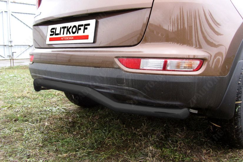 Защита заднего бампера d57 волна черная Kia Sportage (2016-2021) , Slitkoff, арт. KSP16-008B