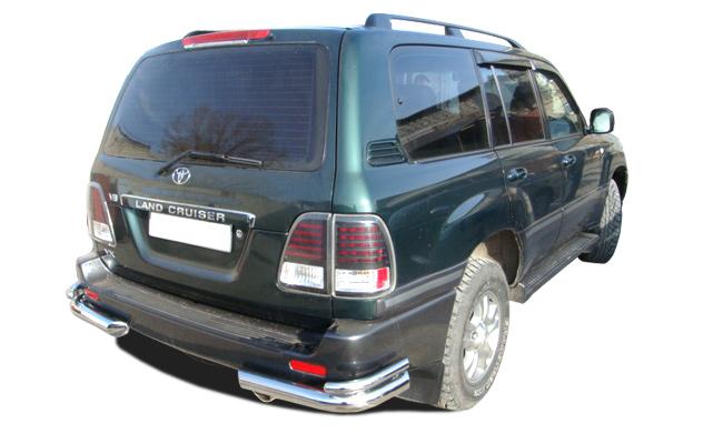 Защита заднего бампера угловая двойная d76/42 для Toyota Land Cruiser 100, TLC100.98.20, Россия