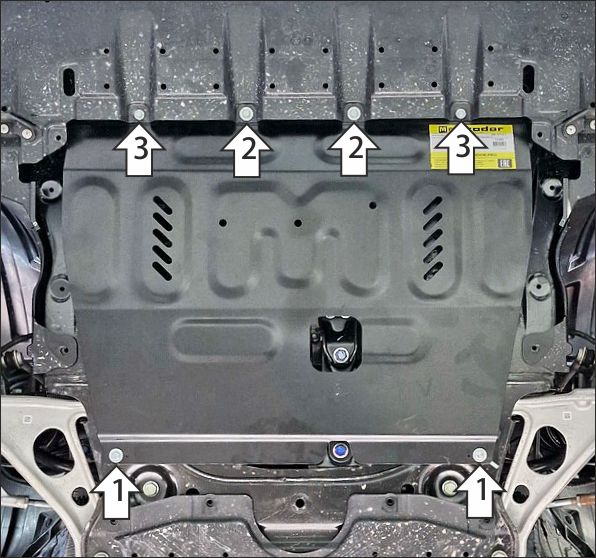 Защита стальная Мотодор (Двигатель, Коробка переключения передач), 2 мм,  Mitsubishi Outlander IV  2022-2024 арт. 71305