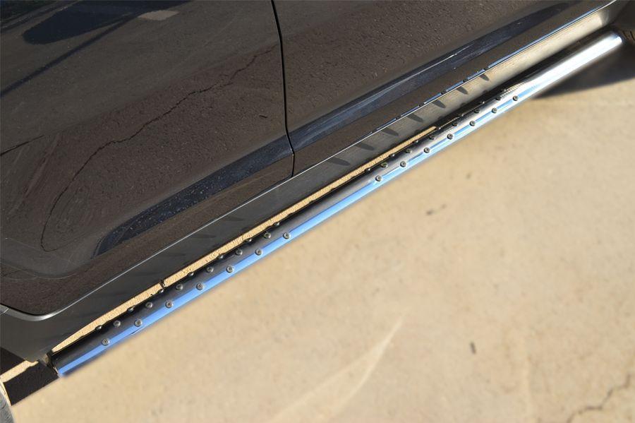 Пороги труба d75х42 овал с проступью для KIA Sportage 2010-2015, Slitkoff KSGO-001676