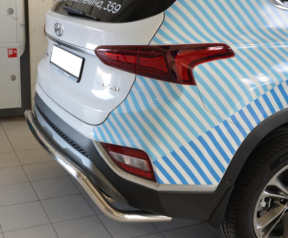 Защита заднего бампера  скоба для автомобиля HYUNDAI Santa Fe 2018(кроме дизельных авто), Россия HYSF.18.23