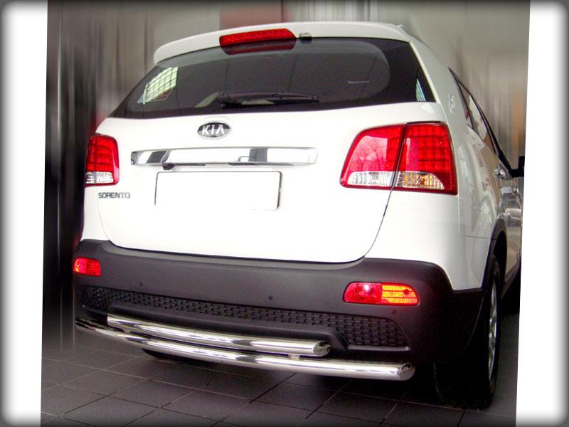 Защита заднего бампера радиусная двойная d-60+53 для KIA Sorento II 2009, Технотек KST09_4